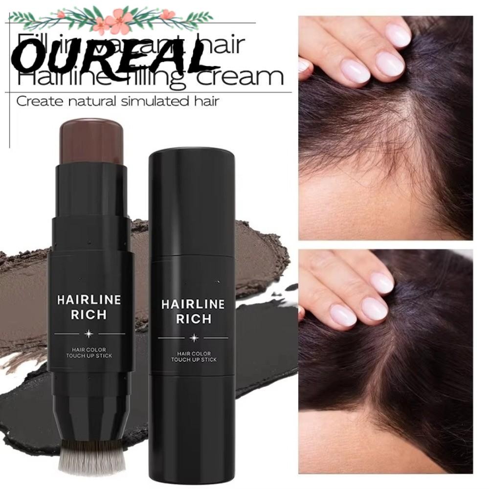 OUREAL Dual-Ended Root Touch Up Stick, 2 In 1 Sweatproof Hairline คอนซีลเลอร์ปากกา,พร้อมแปรงกันน้ํา 