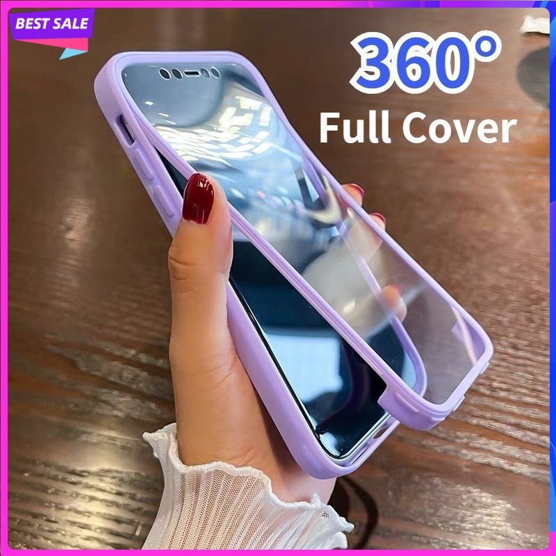 เคสโทรศัพท์มือถือ แบบใส สองชั้น กันชน พร้อมตัวป้องกันหน้าจอในตัว สําหรับ Samsung A05S A05 A14 A24 A0