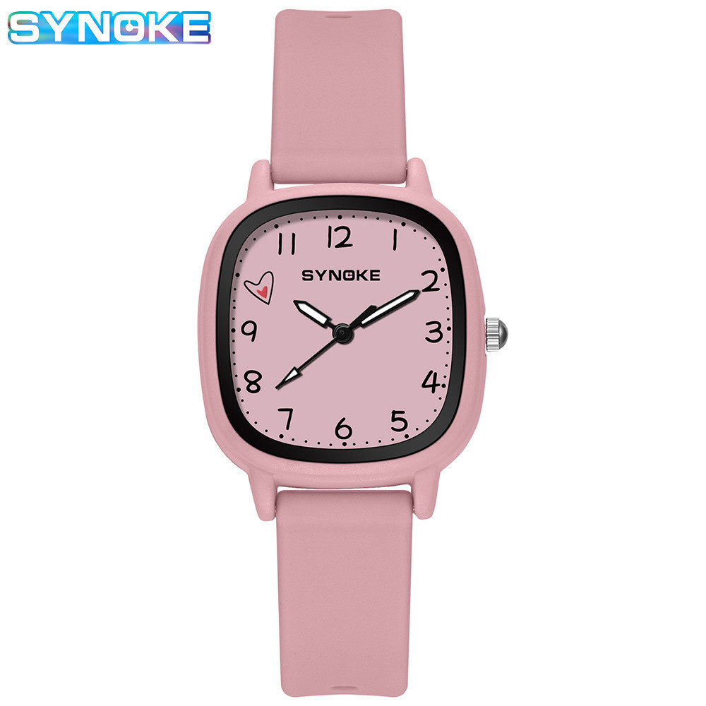 SYNOKE Moment Student Quartz Watch Boys Girls Fashion Trend นาฬิกาข้อมือซิลิโคน Retro Simple Style