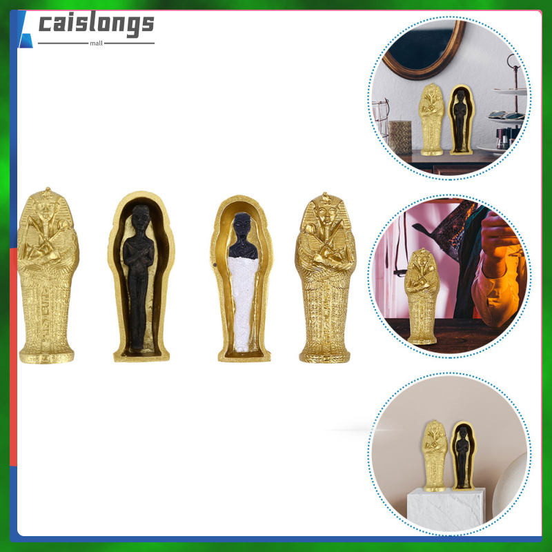 2 ชุด Mummy Figurines อุปกรณ์ปาร์ตี้ฮาโลวีน Mummy Sculptures Decor caislongs