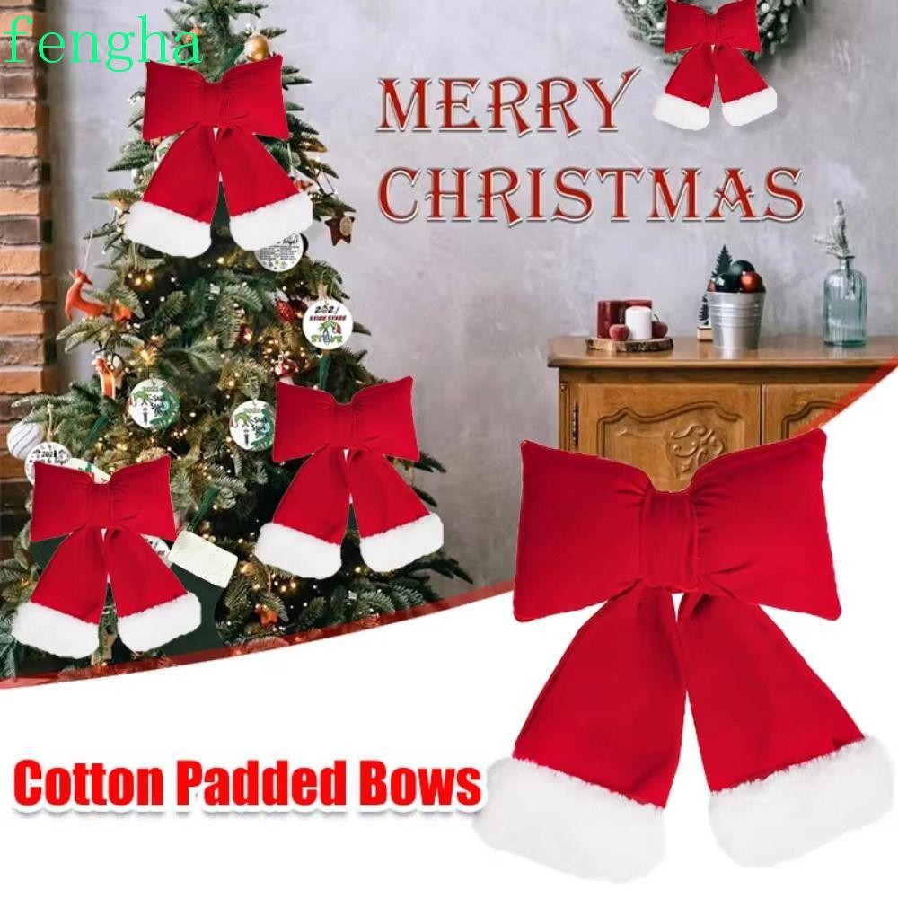 FENGHA Velvet Bowknot Hanging Pendant, Soft Creative Christmas Bow ตกแต่ง, ห่อของขวัญ S/M/L DIY 3D W