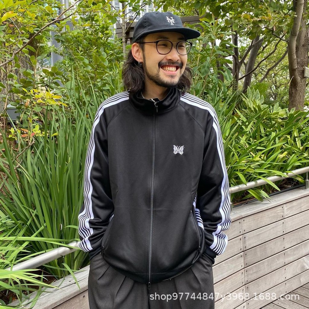 Needles Jacket Embroidered Jacket AWGE Joint Name Rocky Same Style Black and White Webbing Jacket