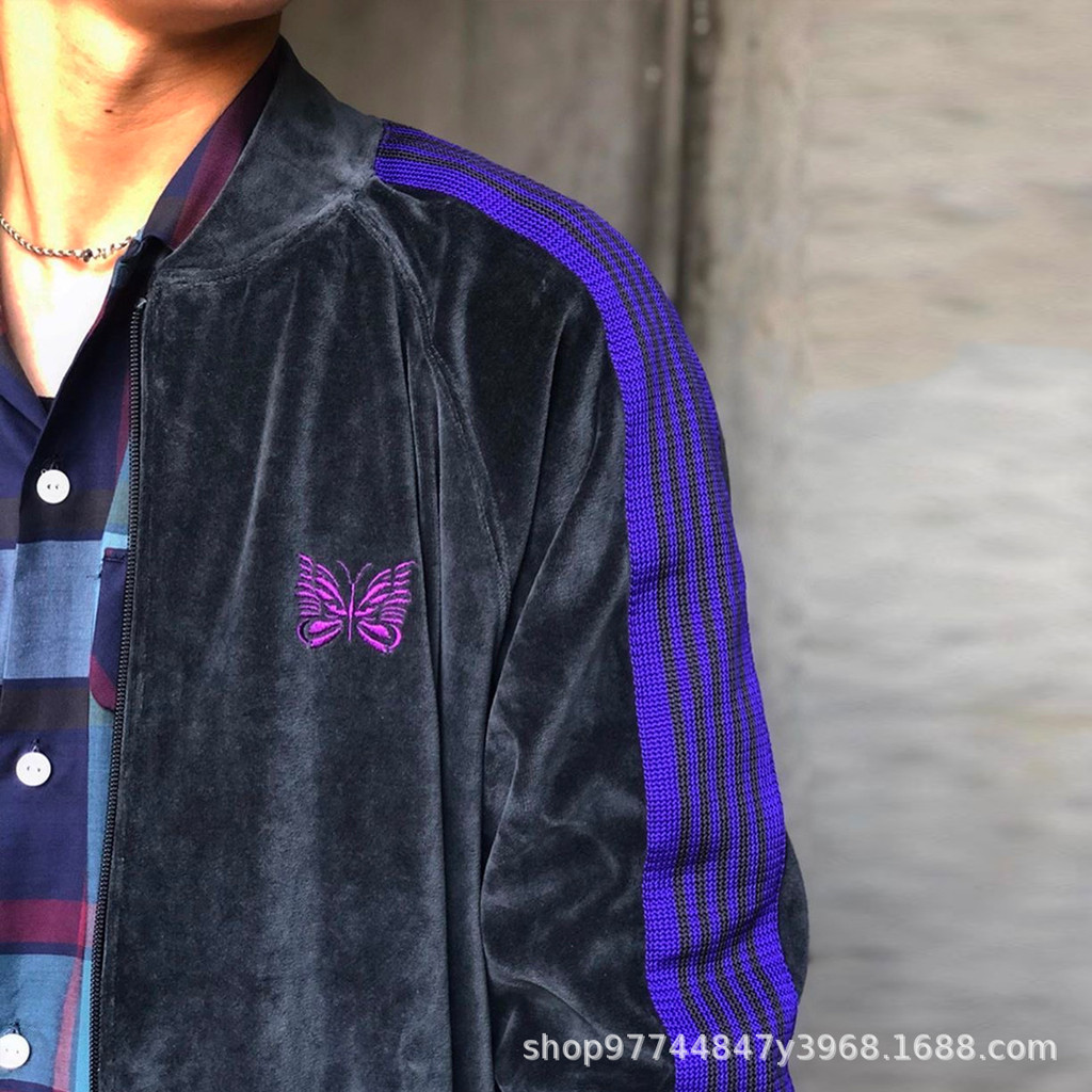 Needles track Velvet19ss Embroidered Retro Casual Jacket Campus Sports Coat