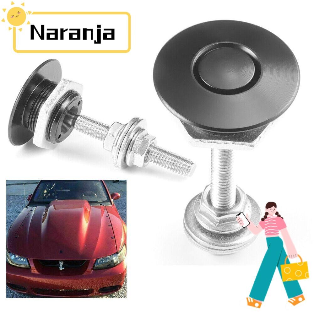 NARANJA 2/4 ชิ้นปุ่มกดอลูมิเนียมชุดอุปกรณ์เสริมในรถยนต์ล็อคฝากระโปรงเครื่องยนต์