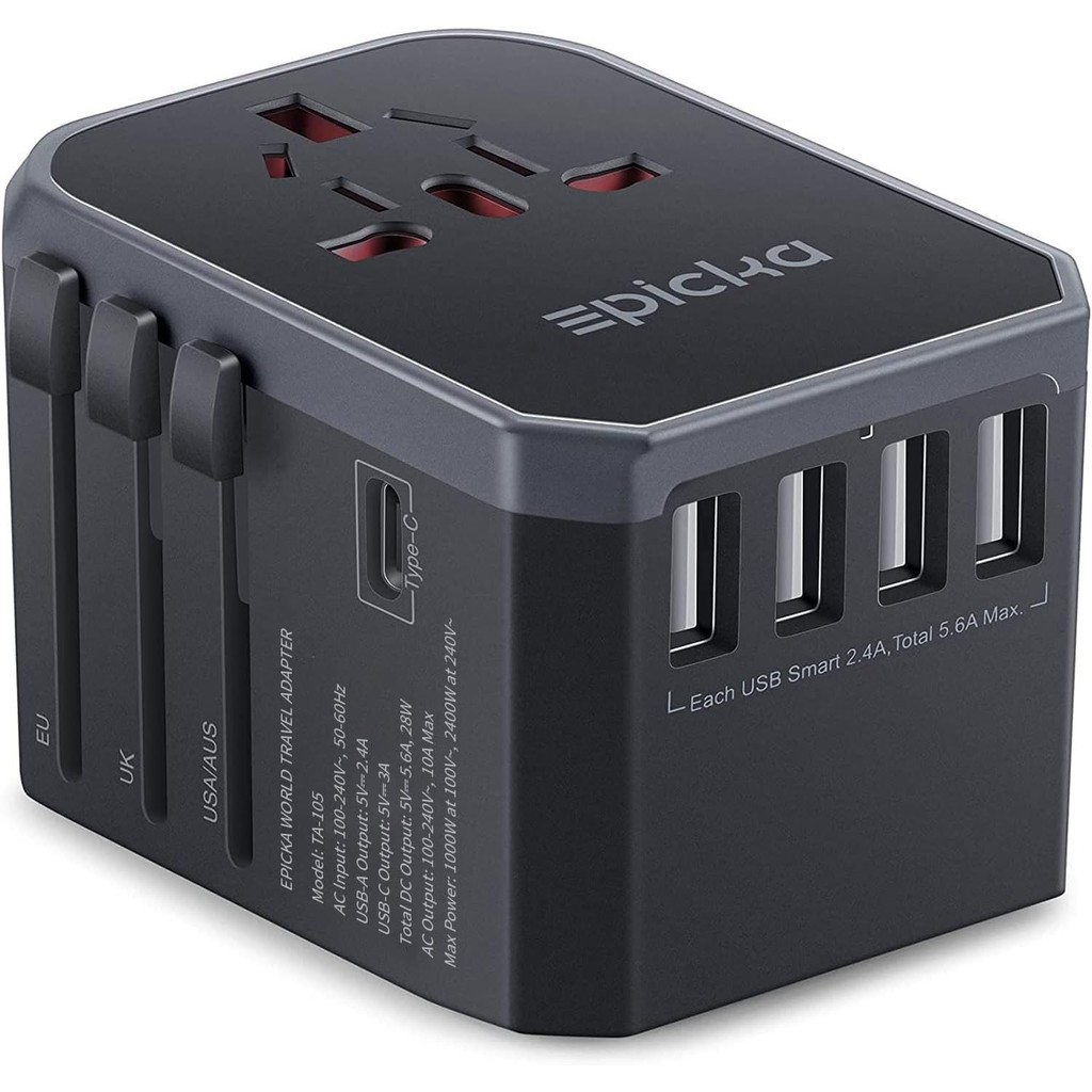 EPICKA Universal Travel Adapter, อะแดปเตอร์ปลั๊กเดินทางยุโรป (ไม่ใช่ตัวแปลงแรงดันไฟฟ้า) - อะแดปเตอร์