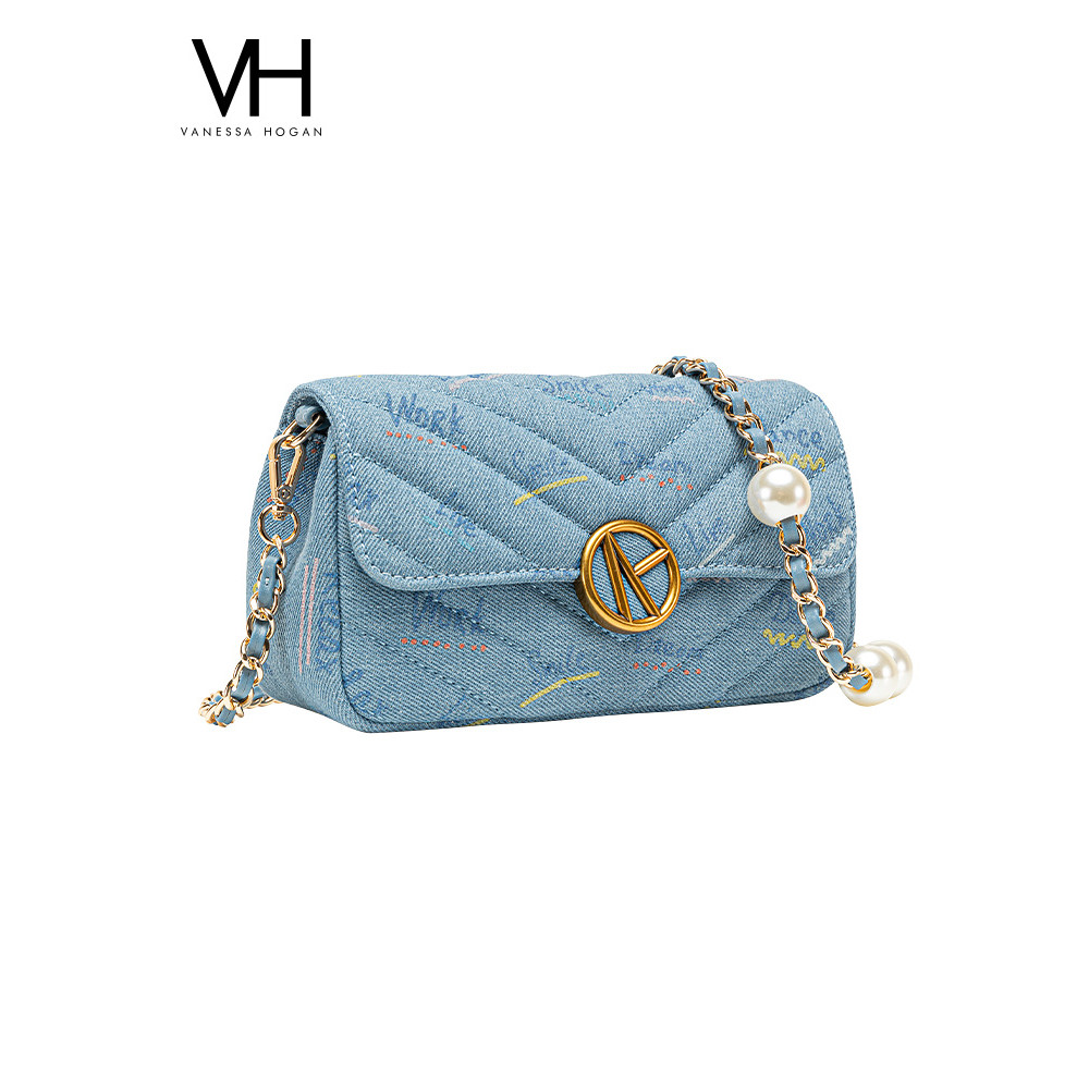 VH หญิงกระเป๋าอินเทรนด์ Yaran Denim Messenger กระเป๋าแฟชั่นที่ไม่ซ้ํากัน Graffiti กระเป๋าหรูหรา Pear