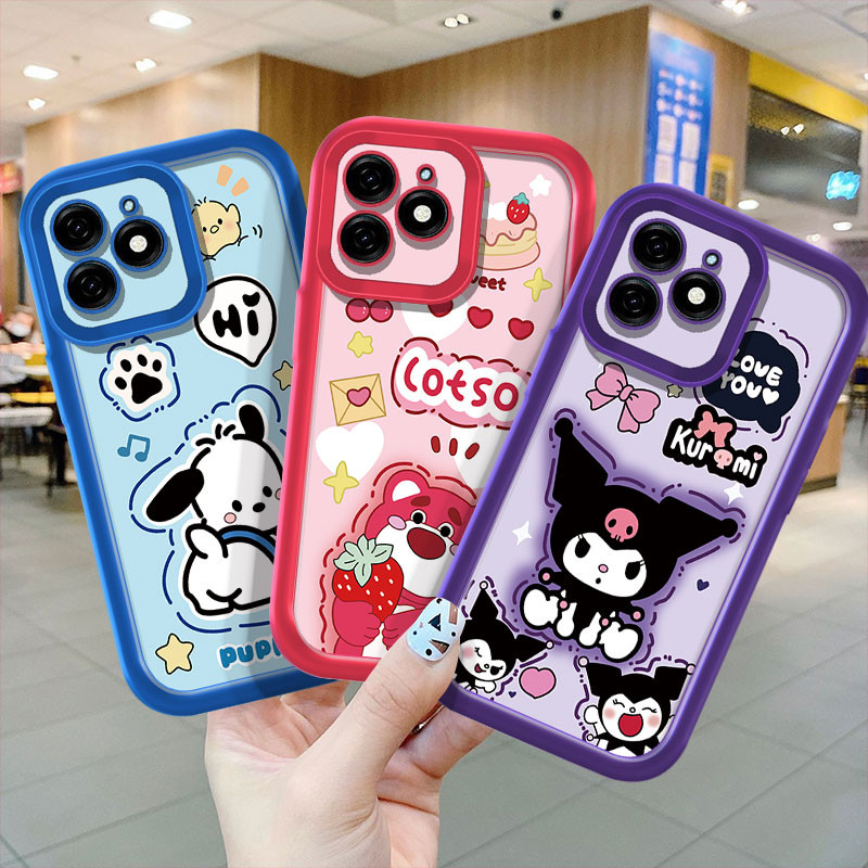 ซิลิโคนนุ่มเคสโทรศัพท์สําหรับ OPPO F11 Pro F5 A73 A75 F7 F9 Rro Reno 2Z 2F Realme C21 น่ารักการ์ตูน Pochacco Kuromi สตรอเบอร์รี่หมีไส้กรอกสุนัขป้องกันกรณี