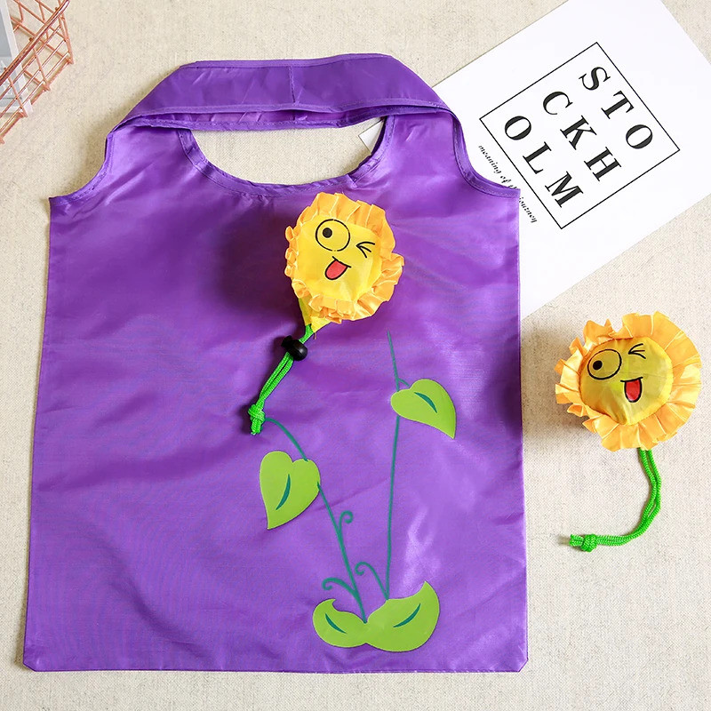 Creative eco storage Bag กระเป๋าถือกระเป๋าช้อปปิ้งแบบพับได้นํากลับมาใช้ใหม่พับร้านขายของชําไนลอน eco