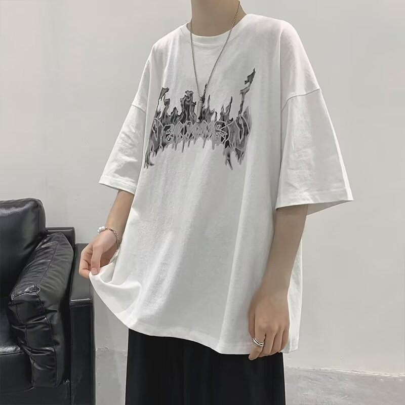 2025 NEW Men's Trendy Short Sleeve Heavyweight T-Shirt 2024 Hot Style Versatile Top Korean Version B