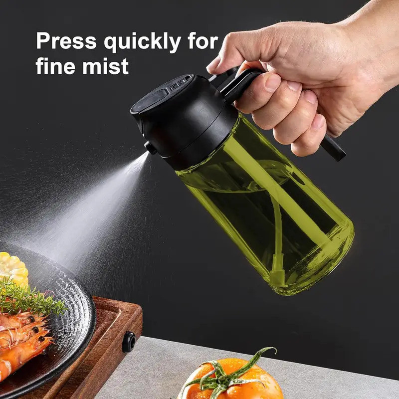 2-in-1 Dark Glass Oil Sprayer เครื่องจ่ายน้ํามันมะกอกสีดํา Lightproof Oil Sprayer สําหรับทําอาหารสลั