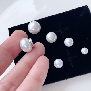 ต่างหูแบบหนีบแม่เหล็ก มุกเดี่ยว 6mm 8mm 10mm 12mm ใส่เนียนเหมือนเจาะหู