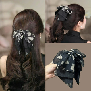 กิ๊บติดผมหางม้า พิมพ์ลายหรูหรา มีพลอยเทียมและคลิปสำหรับผม