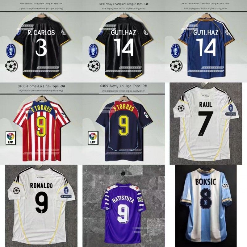 warrix warrix official store เสื้อฟุตบอลวินเทจเสื้อแข่งเรอัลมาดริด C Roca Carlos Torres Raul Henry B