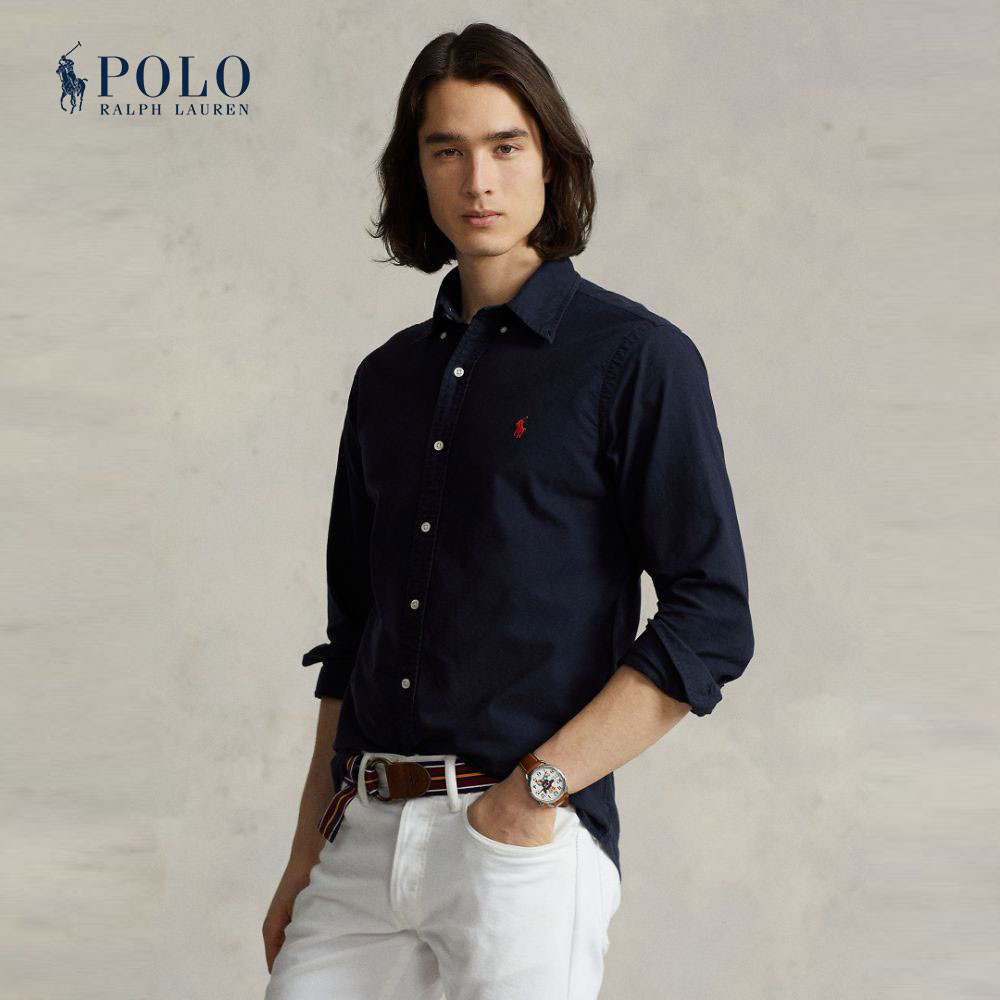 Polo Ralph Lauren SHIRT Custom Fit Oxford Shirt เสื้อเชิ้ต รุ่น MNPOWOV16820358 สี 410 NAVY-410