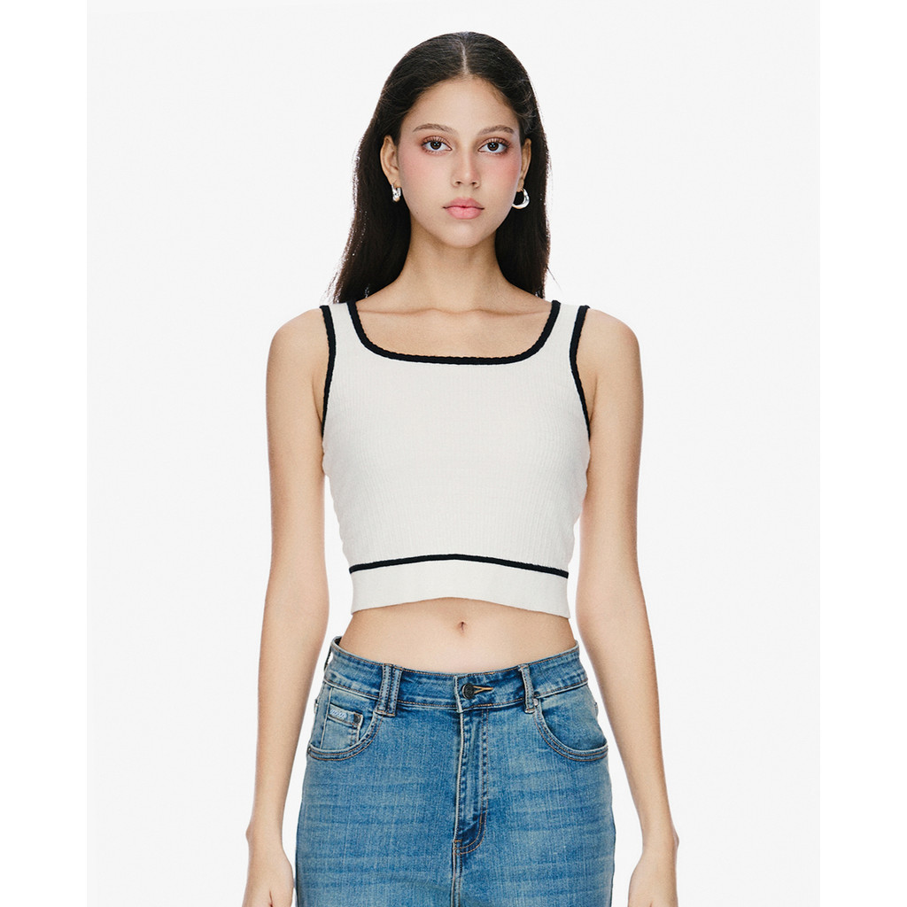 GIGI - เสื้อครอปคอเหลี่ยมแฟชั่นสตรี G1208K242717-00