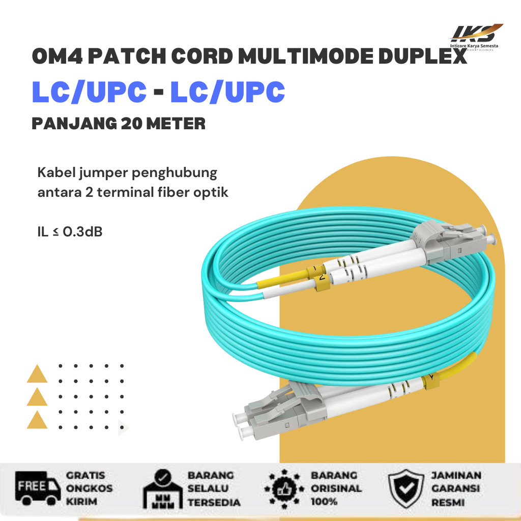 OM4 Patch Cord MULTIMODE DUPLEX LC UPC - LC UPC เส้นผ่านศูนย์กลางหลากหลายขนาด
