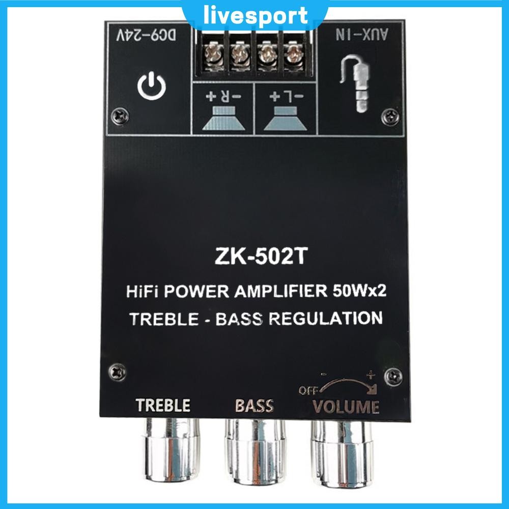 ZK-502T 50Wx2 เครื่องขยายเสียงสเตอริโอโมดูลลําโพงเสียงที่รองรับบลูทูธ [livesport.th]