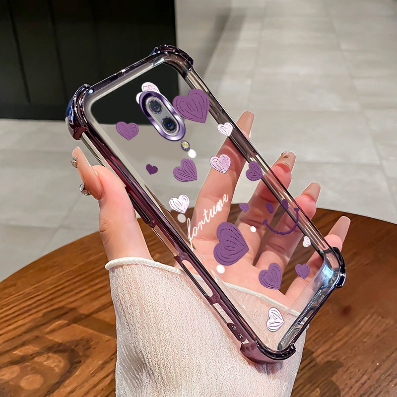 เหมาะสําหรับเคสโทรศัพท์ OPPO F11 PRO สี่มุมซิลิโคน TPU หัวใจยิ้มเปลือกนิ่มโปร่งใส 021
