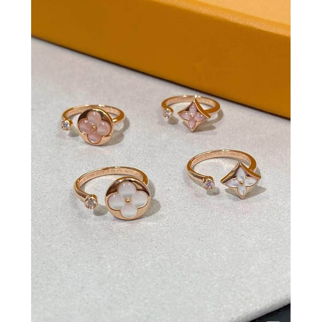 แหวนดอกไม้ แบบ Fritillary สีชมพู ชุบทอง 18K พร้อมเพชรรอบวง สำหรับเป็นของขวัญวันเกิด