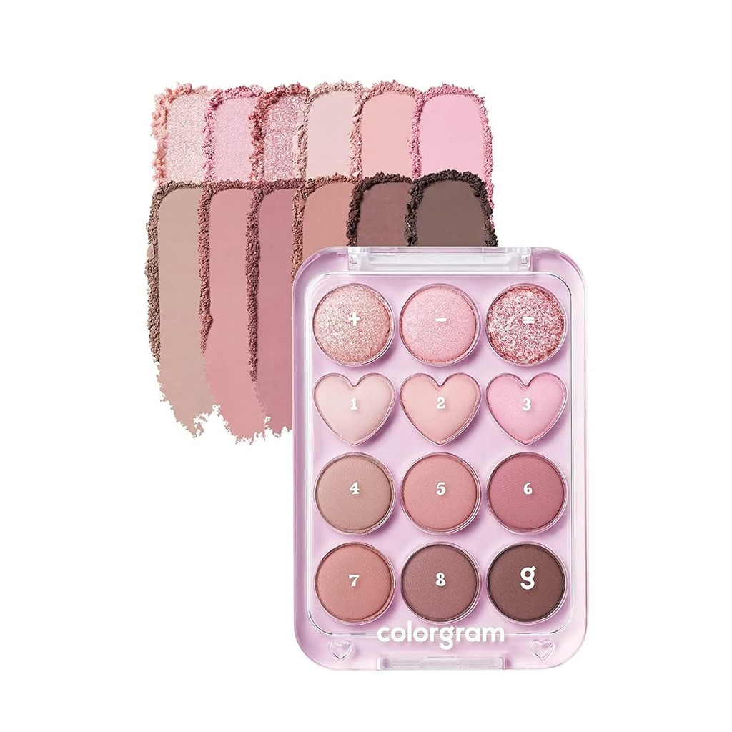 COLORGRAM Pin Point Eyeshadow Palette 02 Pink+Mauve= | Ultra-Blendable Matte, Glitter, Shimmer Shade