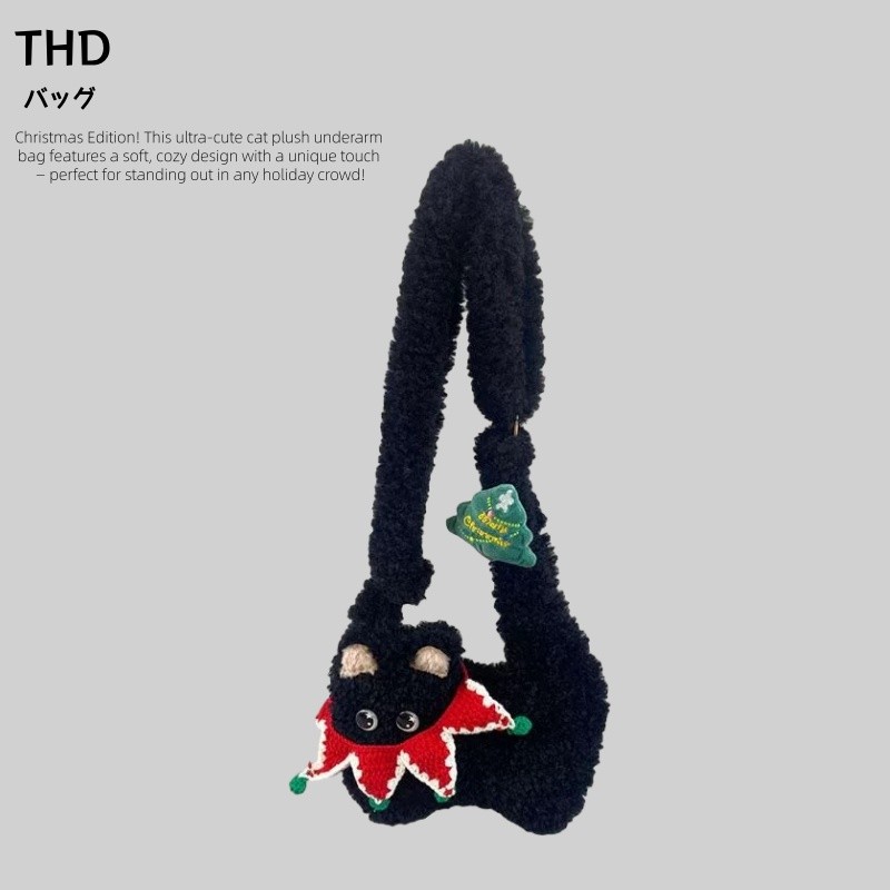 【THD】🎄ของขวัญคริสต์มาส! กระเป๋าสะพายข้างขนฟูสุดน่ารัก ลายแมวเหมียวดีไซน์ใหม่ สไตล์มินิมอลไม่ซ้ำใคร ใช้สะพายไหล่หรือถือแบบกระเป๋าแขนก็ได้