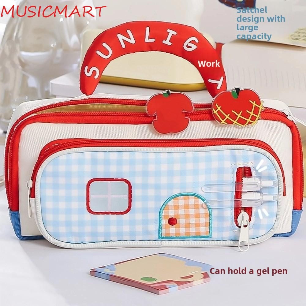 MUSICMART กระเป๋าดินสอ Dopamine House กระเป๋าเก็บเครื่องเขียนความจุขนาดใหญ่แบบมือถือ Ins Fashion Cos