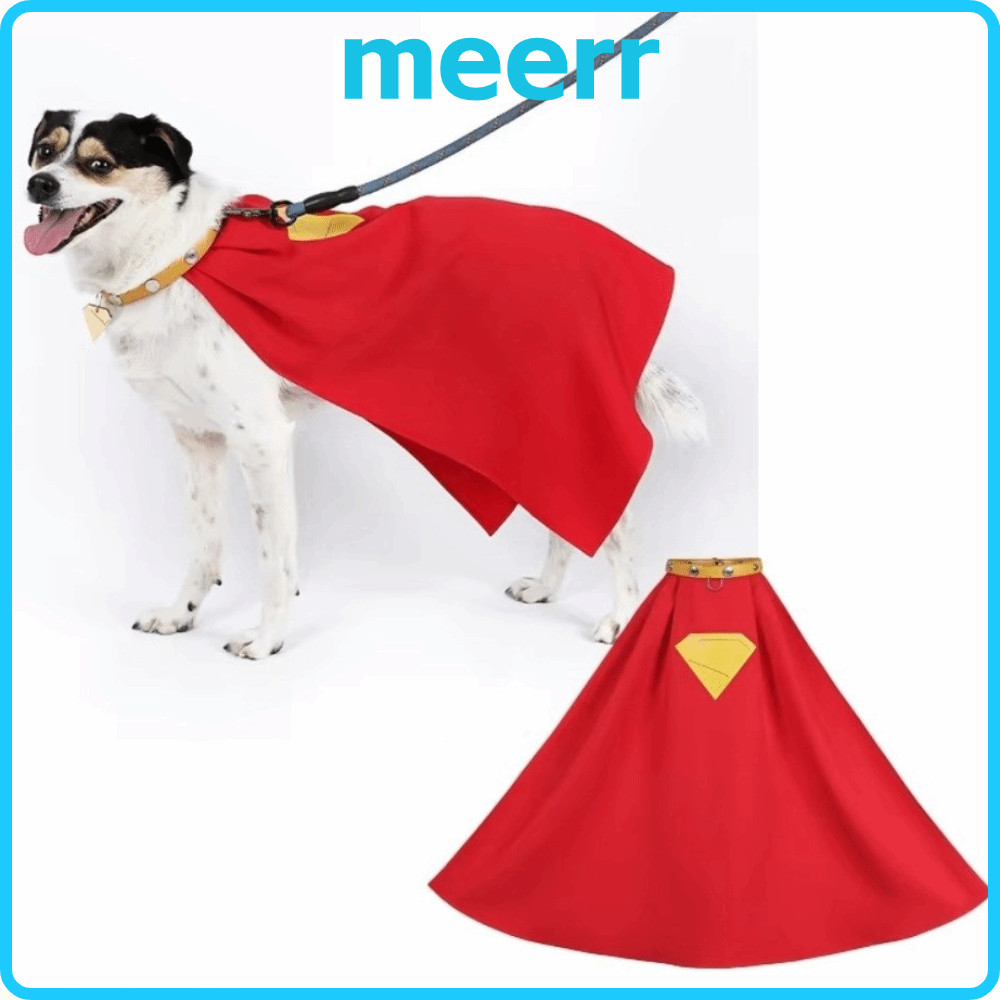 MEERR ชุดสุนัขซูเปอร์ฮีโร่พร้อมเสื้อคลุมสีแดงปกนุ่ม Superdog Krypto เครื่องแต่งกาย, แท็กพิมพ์ Superm