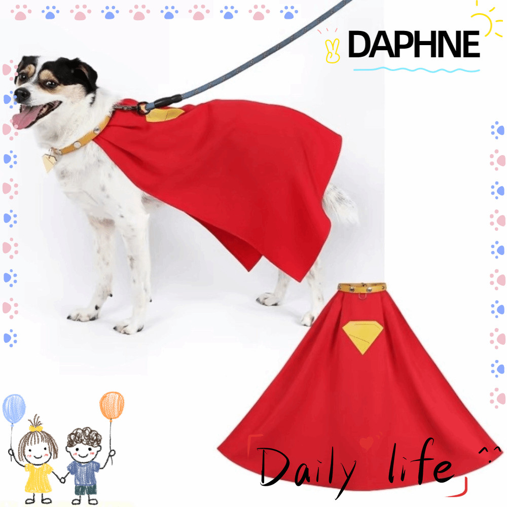 DAPHNE ชุดสุนัขซูเปอร์ฮีโร่เสื้อคลุมสีแดงพร้อมปลอกคอนุ่ม Superdog Krypto เครื่องแต่งกาย, แท็กพิมพ์ S
