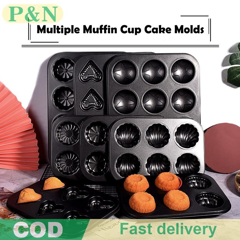 [P&N] 6/12 Cavity Hamburger Bun Mold Pan ขนมปังแบบใช้ซ้ําได้ Mould อบทนความร้อนเครื่องมือสําหรับห้อง