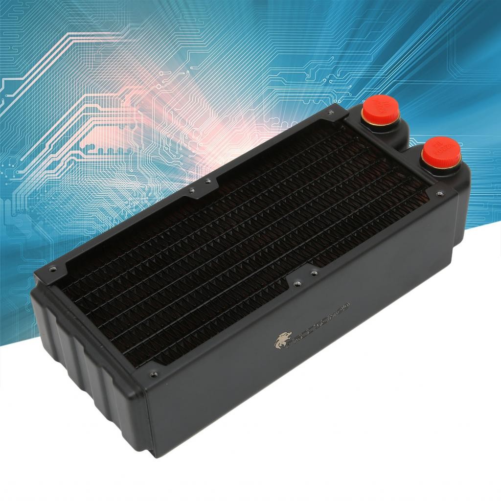 Lemendhk 80 มม. หม้อน้ําระบายความร้อนด้วยน้ํา Double Layers 8-Pipe G1/4 Thread พร้อมพัดลมคู่สําหรับก