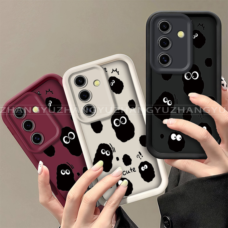 เหมาะสําหรับ Samsung F06 F13 F15 4G 5G เคสโทรศัพท์ใหม่สีดําการ์ตูนถ่านหินรูปแบบความงามปกอ่อน JT06