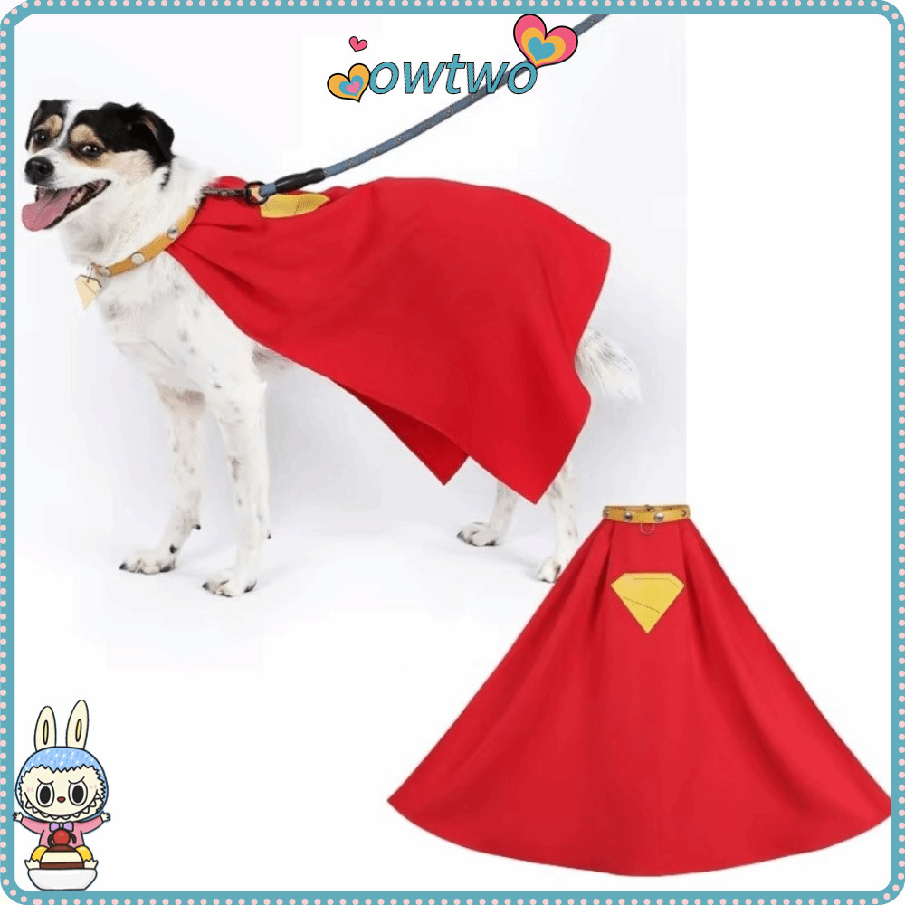 [OWTWO] ชุดสุนัขซูเปอร์ฮีโร่พร้อมแท็กพิมพ์ลายปกอ่อน ชุด Superdog Krypto เสื้อคลุมสีแดง ของตกแต่งสัตว