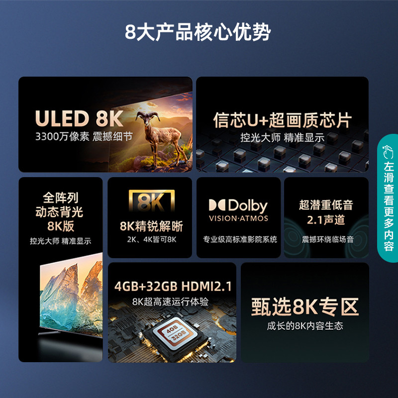 Haixin 75U79H-MAX 75 นิ้ว 8K HD ULED ออฟไลน์ทีวีภาพพิเศษ