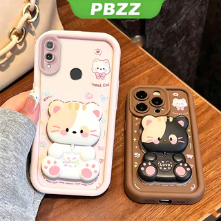 สําหรับ huawei Y7 Y9 Y9S Y9 PRIME Y7 pro 2019 Y6P 2020 เคสโทรศัพท์ Softcase กันกระแทกใหม่ออกแบบความงามพร้อมผู้ถือ 360° กระจกแต่งหน้า แมวน่ารัก สําหรับเด็กผู้หญิง JTXMMZJ