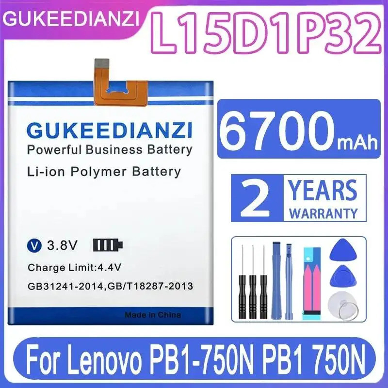 6700mAh L15D1P32 สําหรับ Lenovo PB1-750N แท็บเล็ตแบตเตอรี่พรีเมี่ยมเปลี่ยน