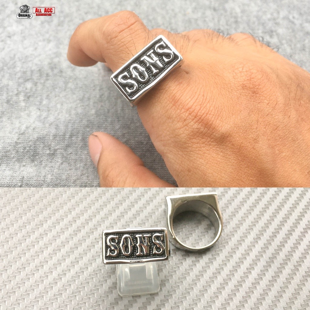 แหวน sons Sons of anarchy หน้าเดียว เลสเงิน สแตนเลสแท้100%