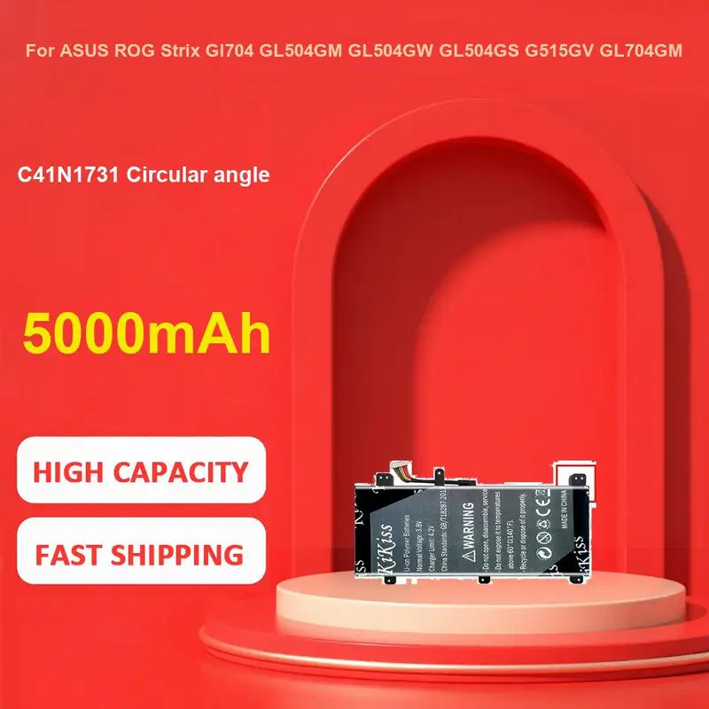 Li-ion Polymer แบตเตอรี่แล็ปท็อป C41N1731 วงกลมมุมสําหรับ ASUS ROG Strix Gl704 GL504GM GL504GW GL504