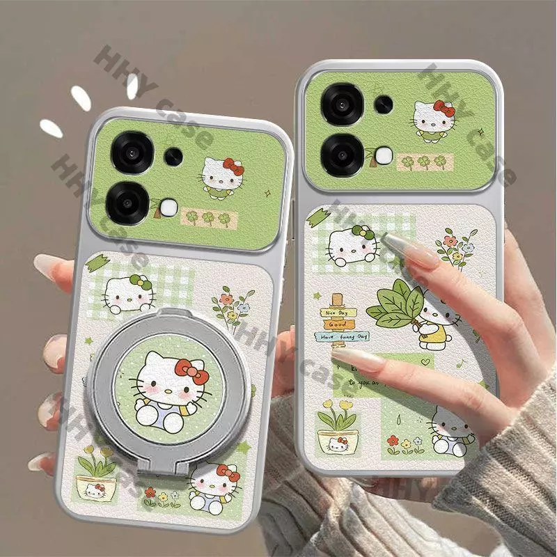 OPPO A6 A5 Pro 5G เคส OPPO A6S A6X 5G เคส OPPO A6X 4G เคส กรณีขนาดเล็กสด Pomelo Leaf Katie Cat ของแท้หนังโทรศัพท์กรณีขนาดใหญ่ดู Full Sheepskin Soft Edge แพคเกจเต็ม