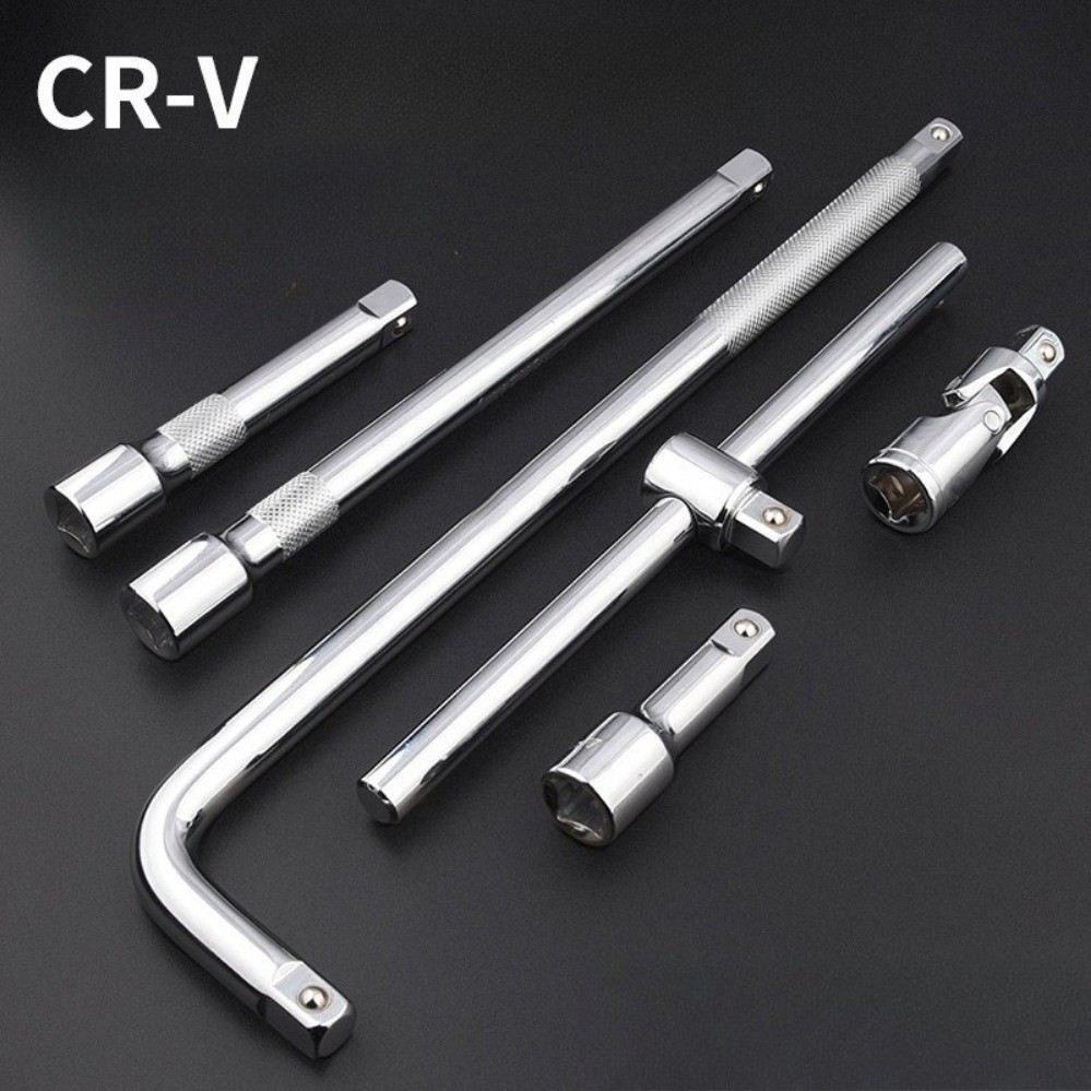 [888] 1/2 3/8 ชุดอุปกรณ์เสริมซ็อกเก็ตไดรฟ์ CR-V เหล็ก Extension Bar L-Handle Universal Joint สําหรับ
