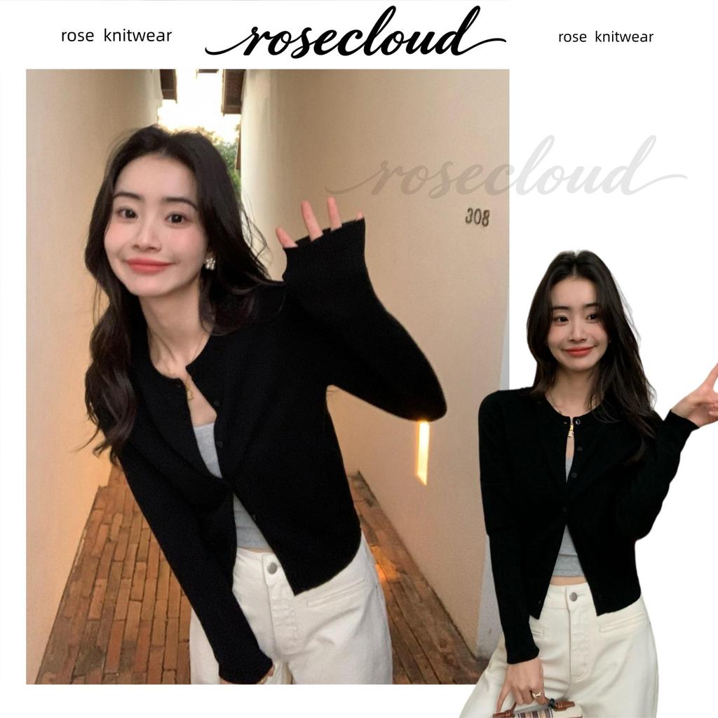 🌟rosecloud🌟8 สีเสื้อคลุมคาร์ดิแกนถักนิตติ้งผู้หญิงเสื้อไหมพรมแขนยาวกันหนาวผ้านุ่มใส่สบายฟรีไซส์