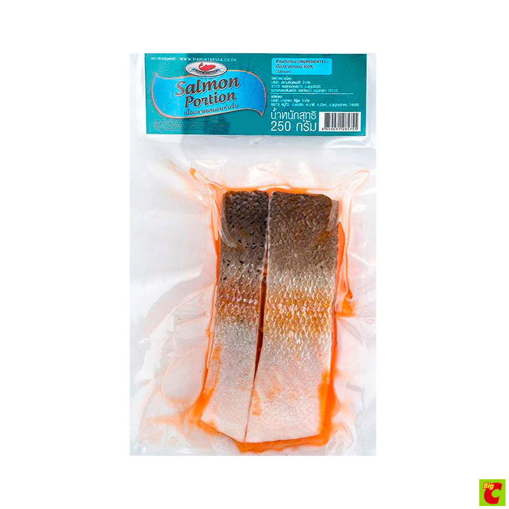 เนื้อปลาแซลมอนหั่นชิ้น น้ำหนักสุทธิ 250 ก.