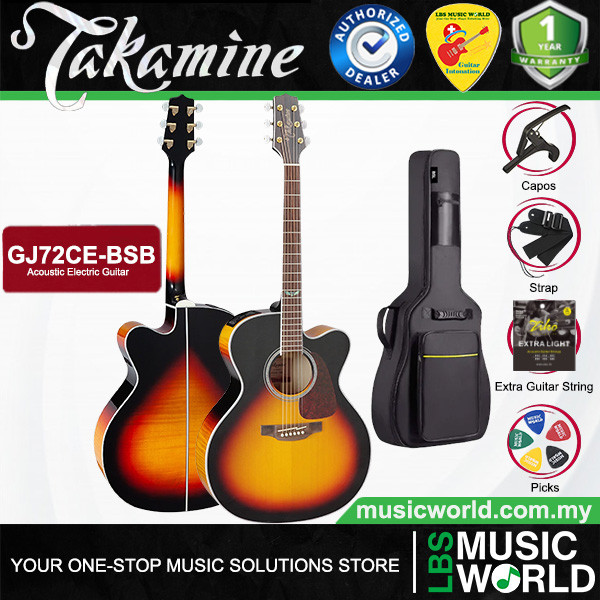 Takamine GJ72CE-BSB กีตาร์ไฟฟ้าอะคูสติก Solid Spruce Top พร้อมกระเป๋า - สีน้ําตาล Sunburst (GJ72CE B