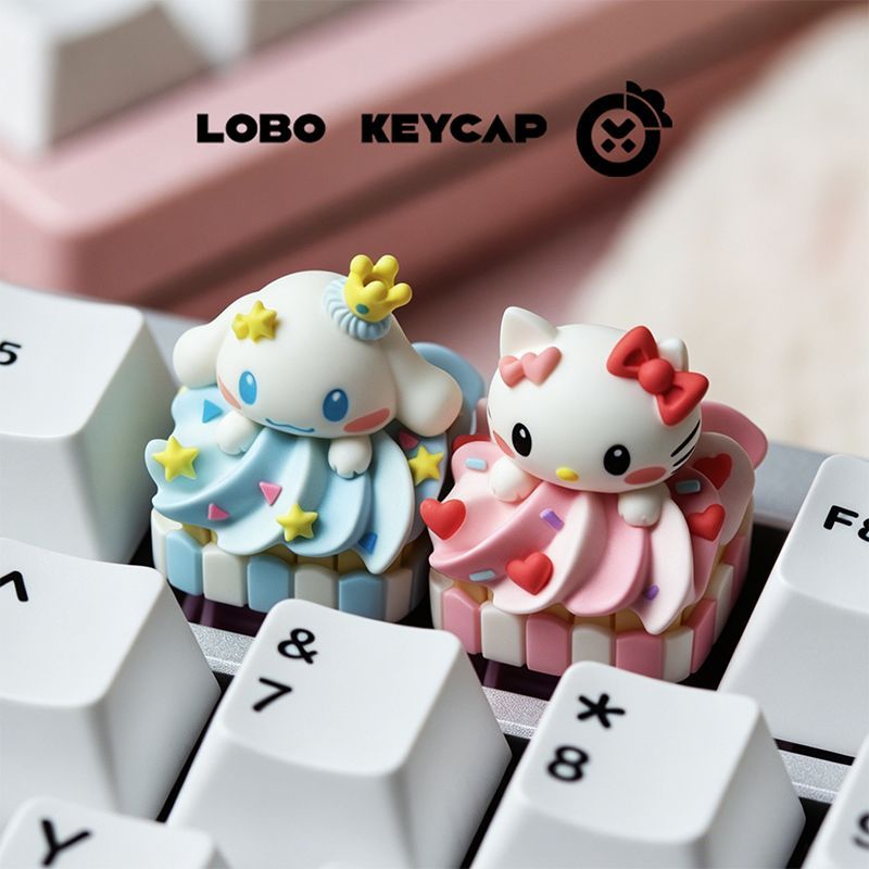 ((เฉพาะปุ่มกด ไม่ใช่คีย์บอร์ด) ยอดนิยม Sanrio Pudding Series Keycaps น่ารัก Keycaps Creative Keyboar