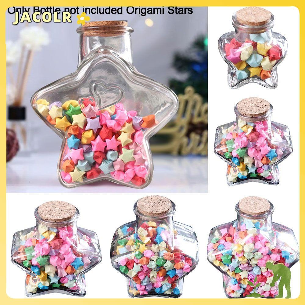 JACOLR Wishing Bottle, Stars Shape Origami Stars Glass Bottle, Creative Craft Pentagram Storage Bott