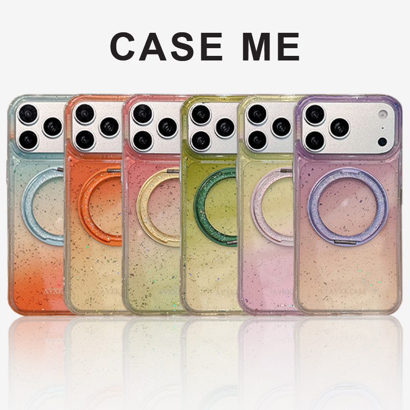 Luxury Glitter Contrast สีหมุนได้ผู้ถือแหวนเคสโทรศัพท์สําหรับ iPhone 15 16 17 Pro Max โปร่งแสงสกปรกทน Anti-drop IMD โทรศัพท์มือถือ Shell