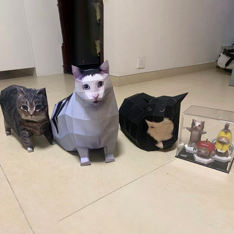 Oiiao Cat huh Cat Maxwell Cat Doubt Cat หมุนแมว Handmade DIY กระดาษรุ่น Origami กระดาษแมวผลิตภัณฑ์สํ