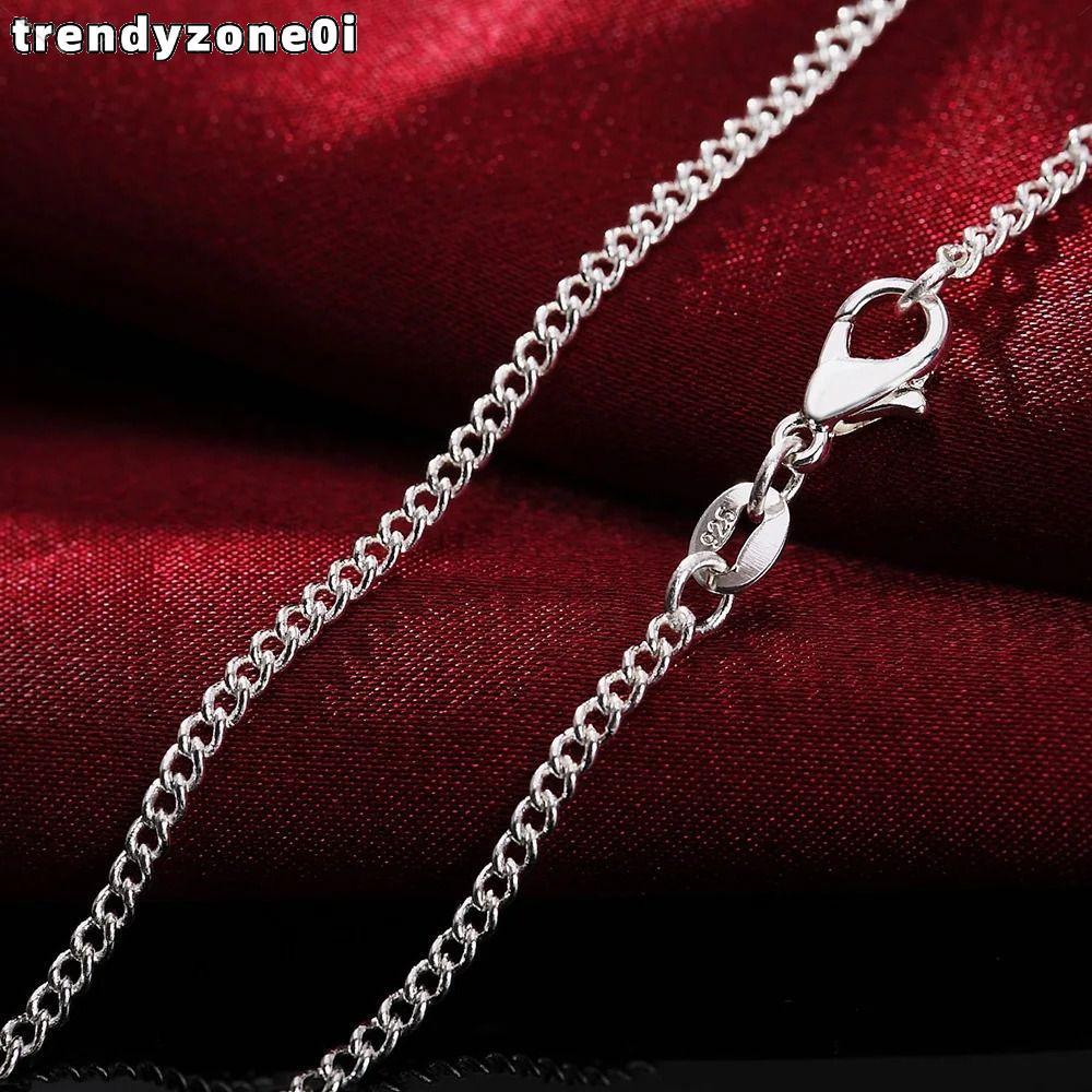 TRENDYZONE0I สร้อยคอโซ่ด้านข้าง, 40-75 ซม.สร้อยคอเงินแท้ 925, แฟชั่น 2 มม.เครื่องประดับ String chain