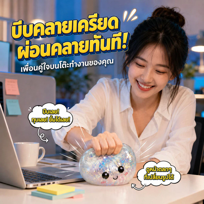 สกุชชี่ซาลาเปาซิลิโคนคริสตัล ของเล่นบีบอัด thumbnail 3