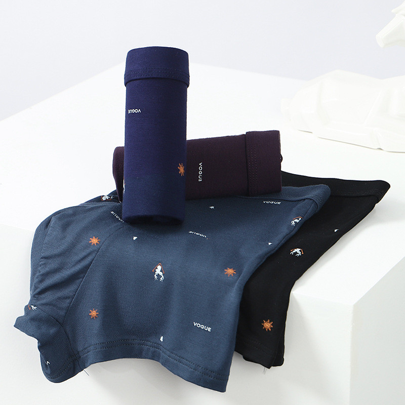 Pingkangle Spandex Head ชุดชั้นในชาย Modal Breathable กลางเอวพิมพ์ชุดชั้นในชายนักมวยกางเกงขาสั้นโรงง