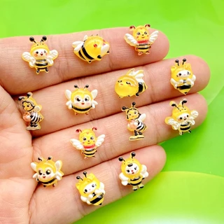 50ชิ้นน่ารักมินิสีการ์ตูนผึ้งเล็บ,เรซิ่นออกแบบเสน่ห์ ทําเอง 3ง เครื่องประดับตกแต่ง